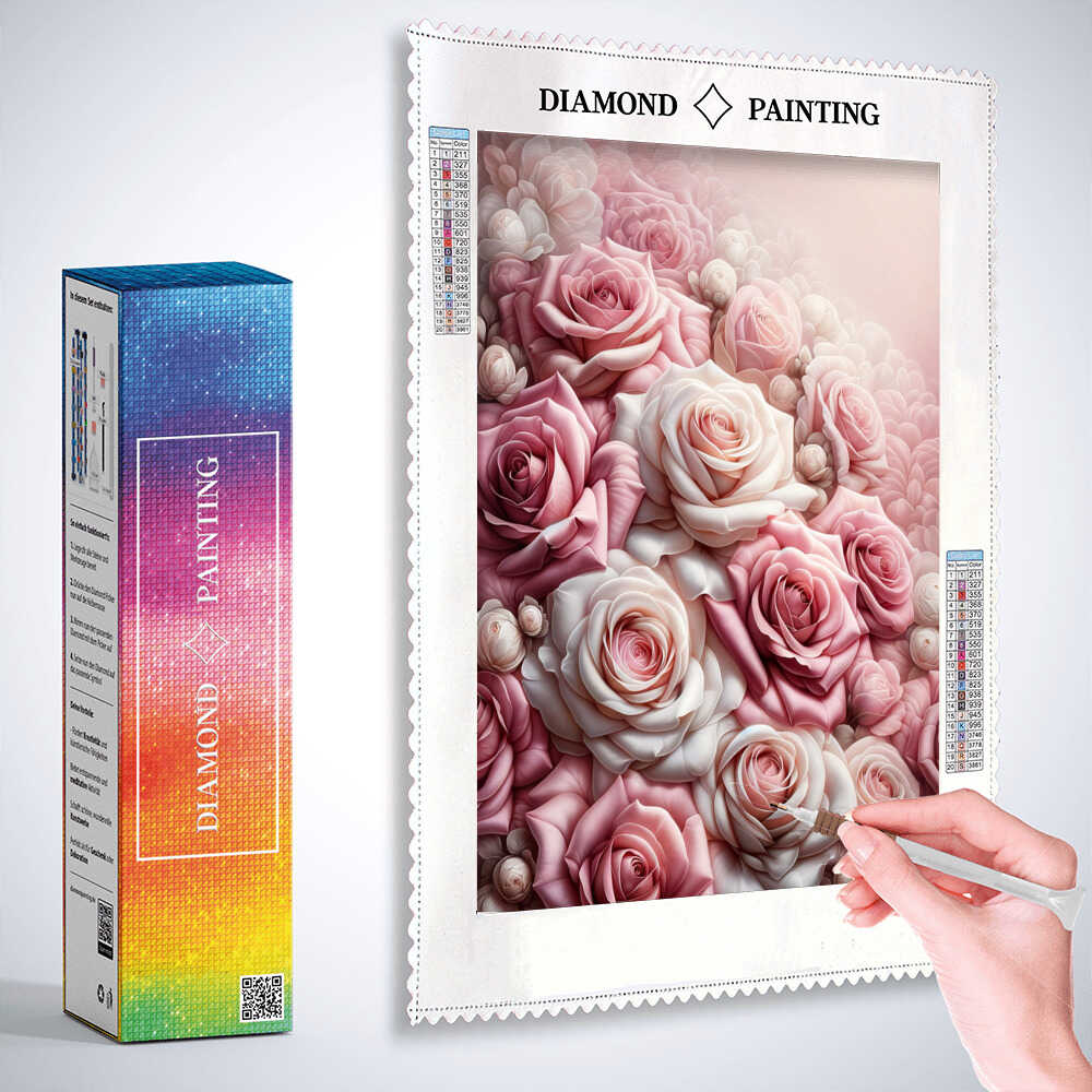 2+1 gratis! | Diamond Painting - Rosenstrauß in Rosa
