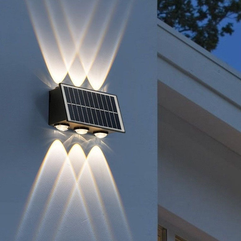 Zeitgenössische industrielle solarbetriebene wasserdichte ABS-Säule LED-Wandlampe für Außenpatio