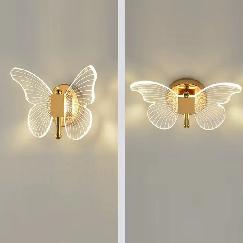 Moderner Minimalistischer Schmetterling Metall Acryl LED Wandleuchte Lampe Für Schlafzimmer