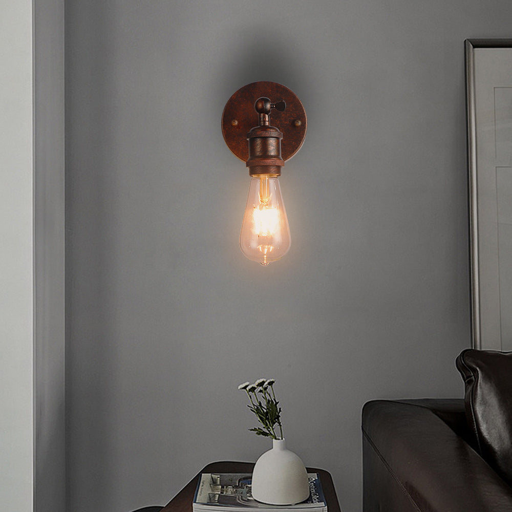 Zeitgenössische industrielle runde Eisen 1-Licht Wandleuchte für das Wohnzimmer