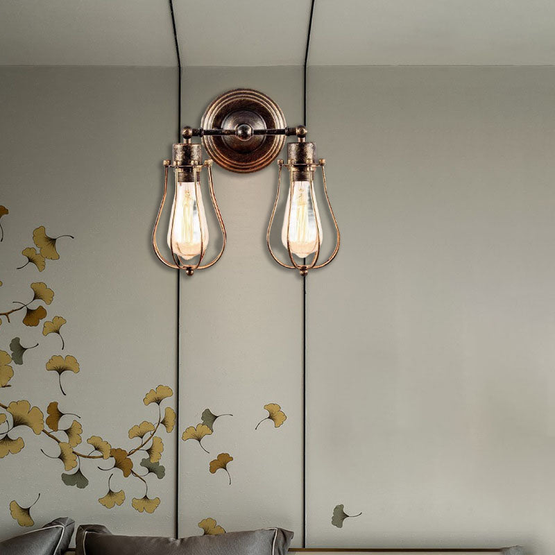 Traditionelle Kolonial Kürbis Eisen 2-Lampen Wand Sconces Lampe Für Wohnzimmer