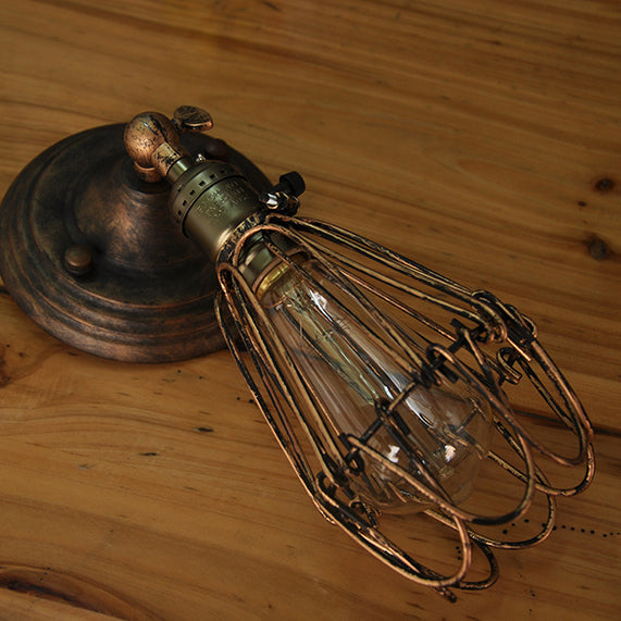 Traditionelle Vintage Käfig Eisen 1-Licht Wand Sconce Lampe für Wohnzimmer