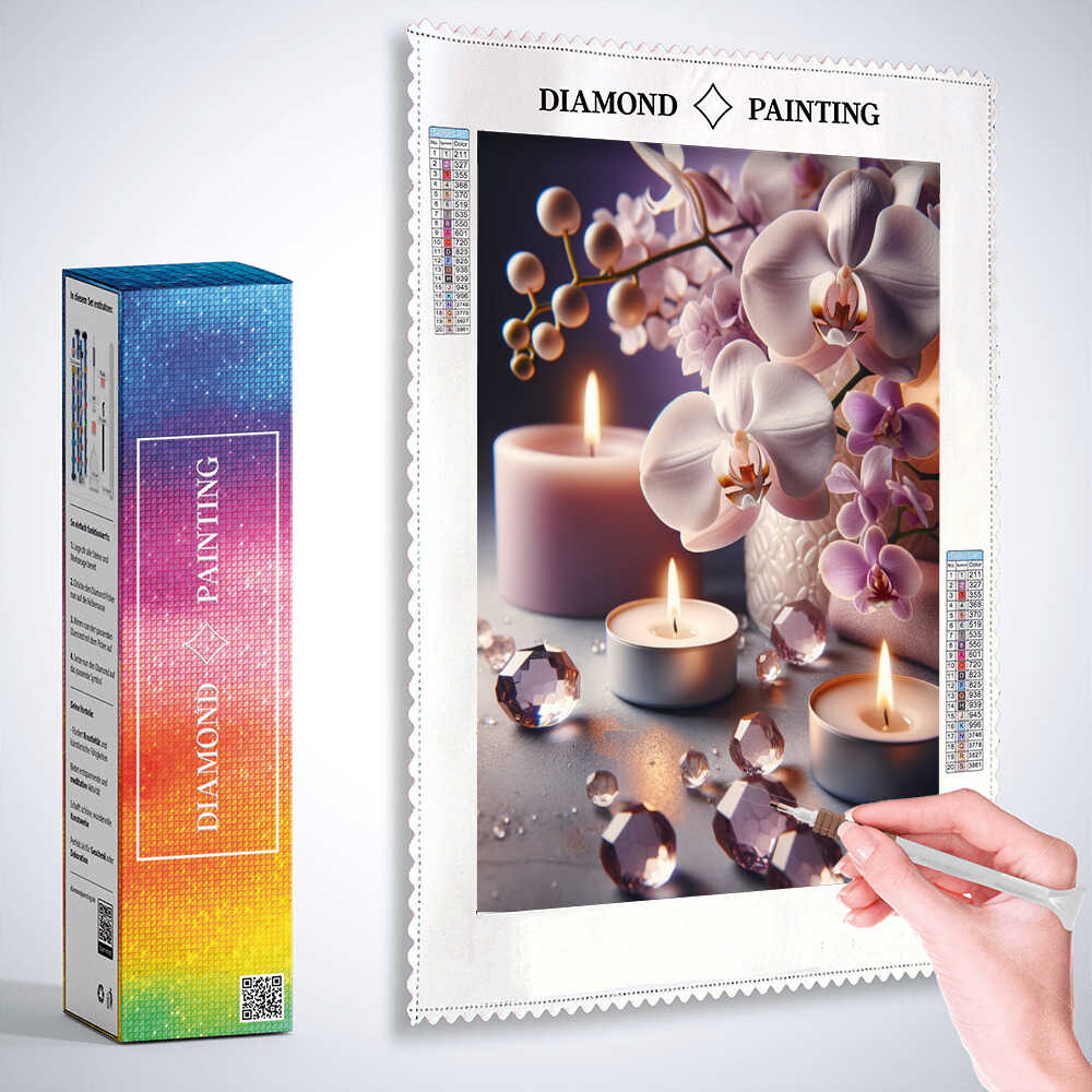 2+1 gratis! | Diamond Painting - Orchidee Teelichter
