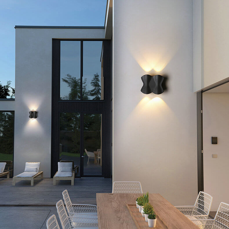 Moderne Einfachheit Rechteck Welle Aluminium LED Außenwandleuchte Lampe Für Außenpatio