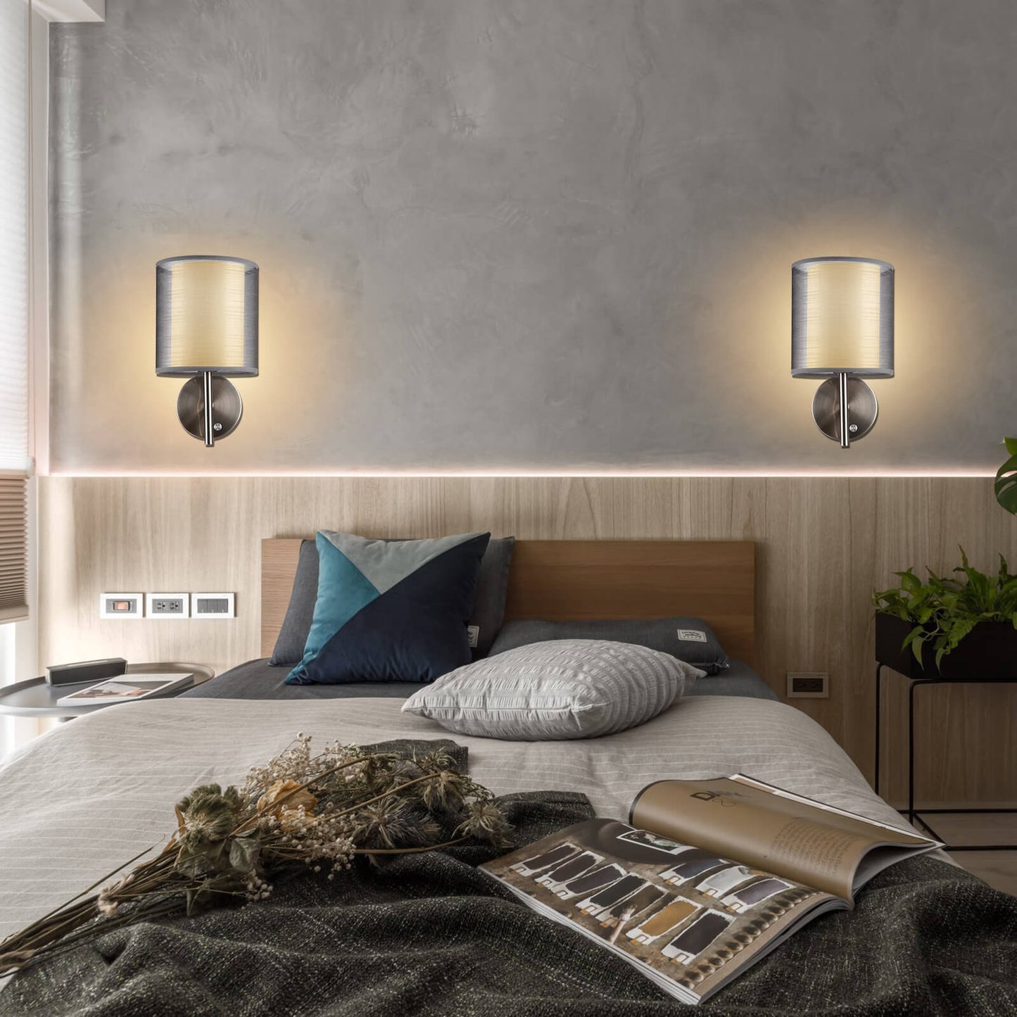 Moderner Minimalistischer Zylinder Eisen Gaze 1-Licht Wandleuchte Lampe Für Wohnzimmer