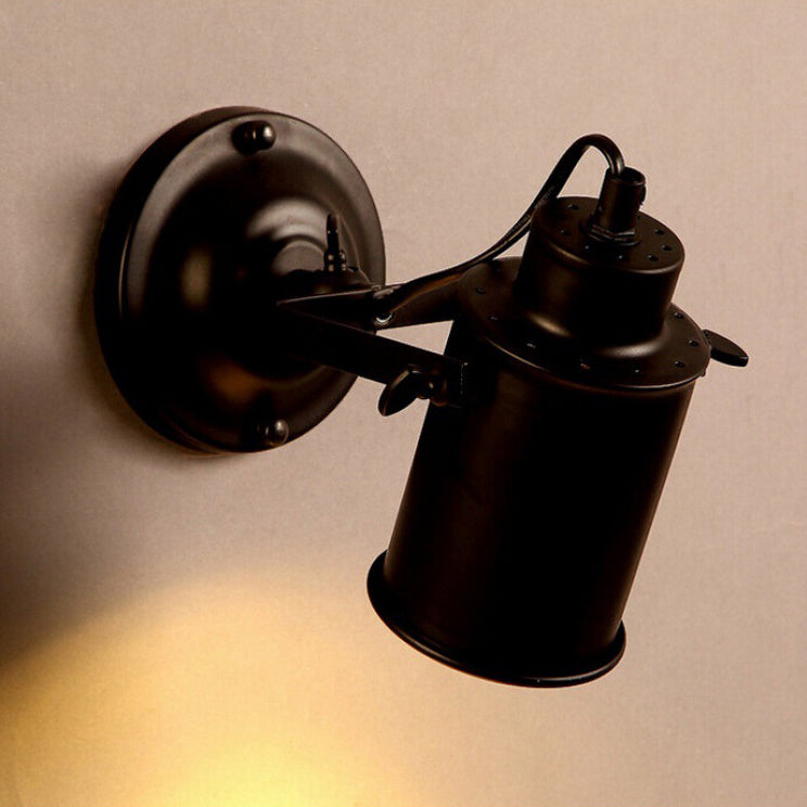 Traditionelle Vintage Zylinder Eisen 1-Licht Wand Sconce Lampe für Schlafzimmer