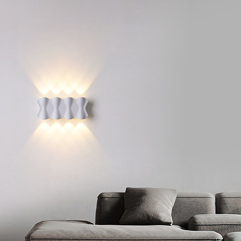 Moderne Einfachheit Rechteck Welle Aluminium LED Außenwandleuchte Lampe Für Außenpatio