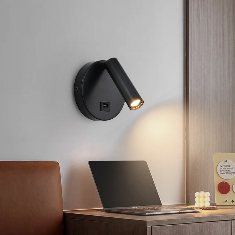 Moderner minimalistischer drehbarer Zylinder Aluminium Eisen LED Wandleuchte Lampen für Wohnzimmer