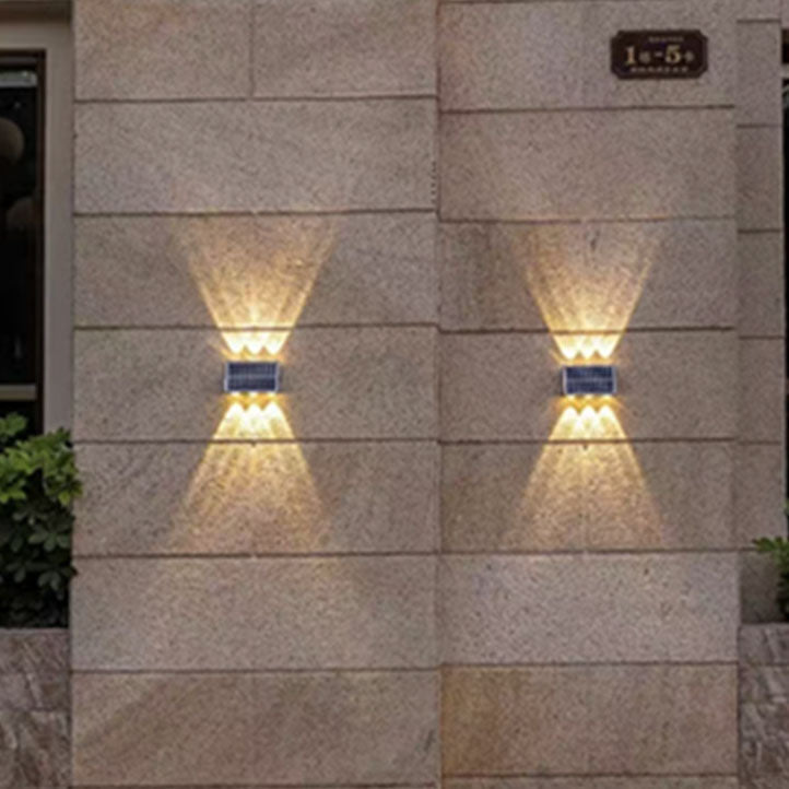 Zeitgenössische industrielle solarbetriebene wasserdichte ABS-Säule LED-Wandlampe für Außenpatio
