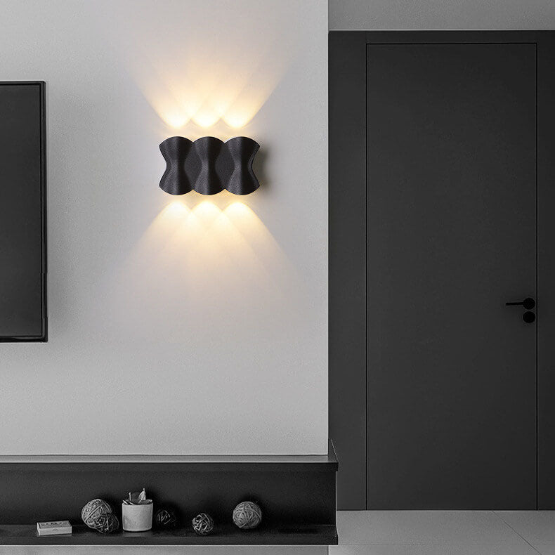 Moderne Einfachheit Rechteck Welle Aluminium LED Außenwandleuchte Lampe Für Außenpatio