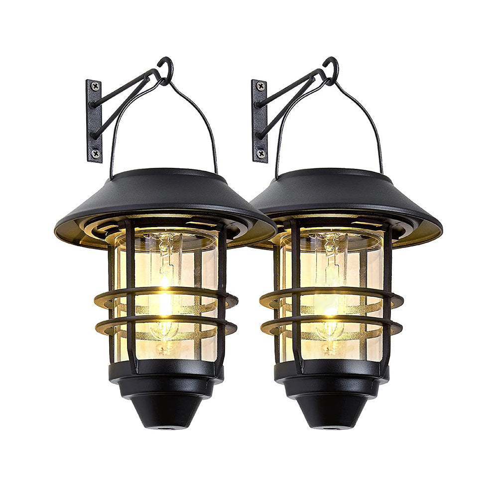 Zeitgenössische Retro Solar Wasserfest Aluminium Glas Laterne Zylinder 1-Licht Hängende Wand Sconce Lampe Für Outdoor Patio