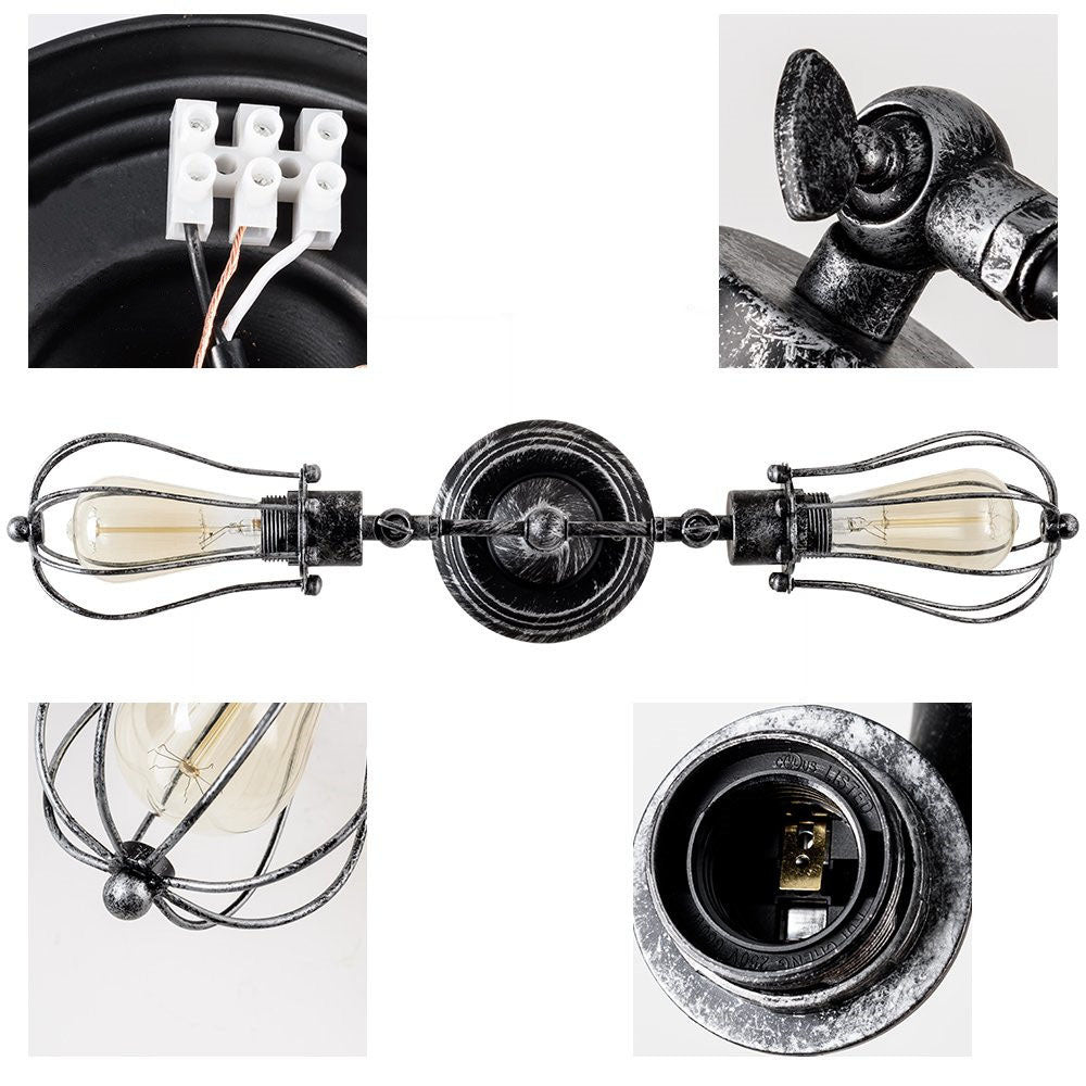 Traditionelle Kolonial Kürbis Eisen 2-Lampen Wand Sconces Lampe Für Wohnzimmer