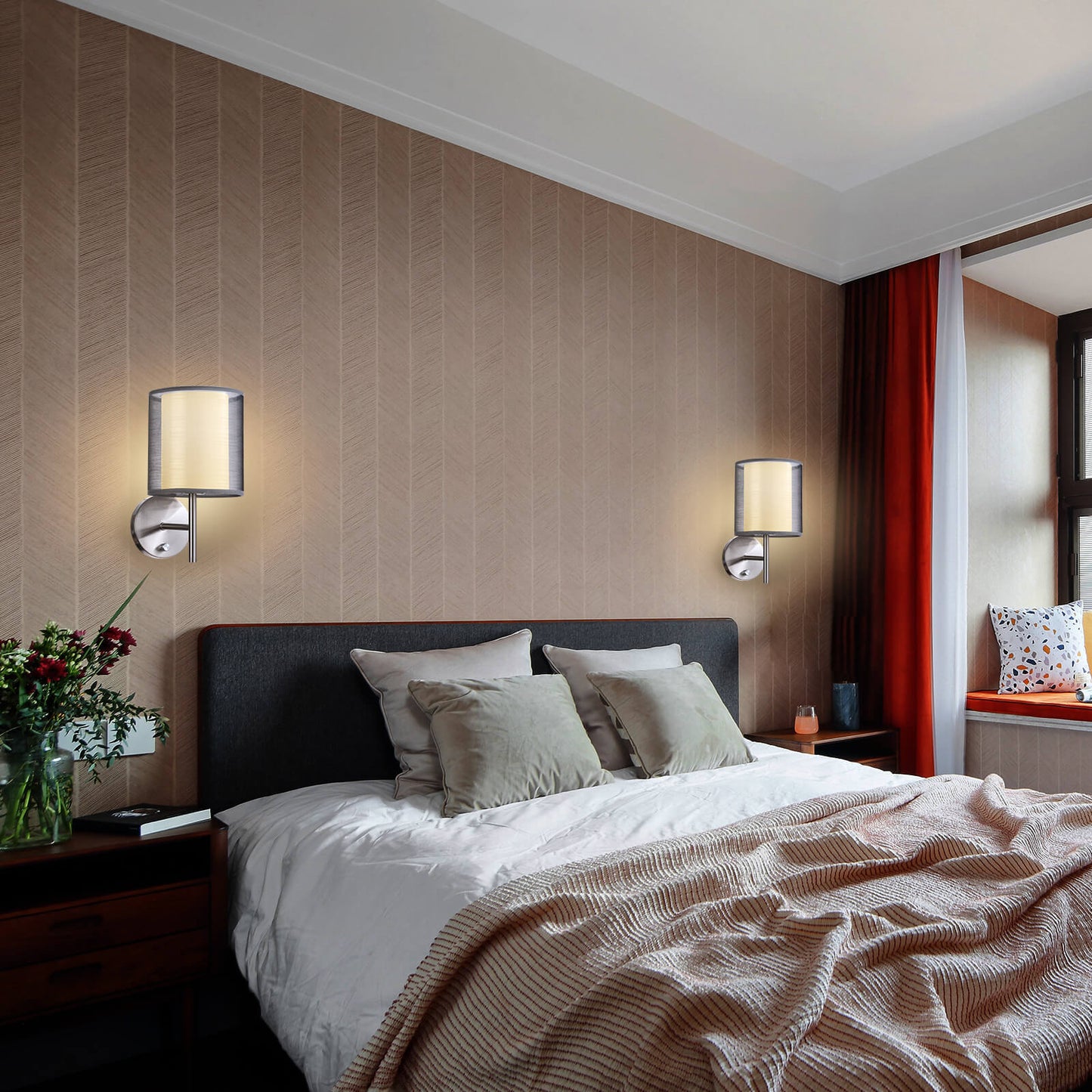 Moderner Minimalistischer Zylinder Eisen Gaze 1-Licht Wandleuchte Lampe Für Wohnzimmer