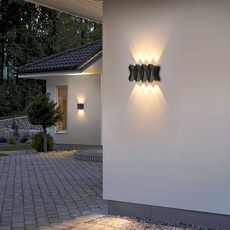 Moderne Einfachheit Rechteck Welle Aluminium LED Außenwandleuchte Lampe Für Außenpatio