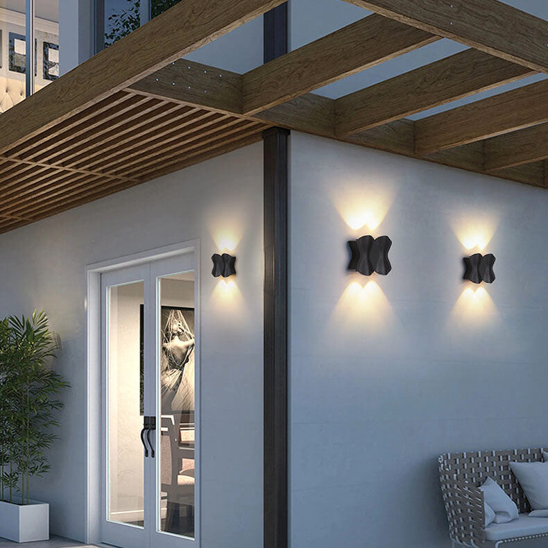 Moderne Einfachheit Rechteck Welle Aluminium LED Außenwandleuchte Lampe Für Außenpatio