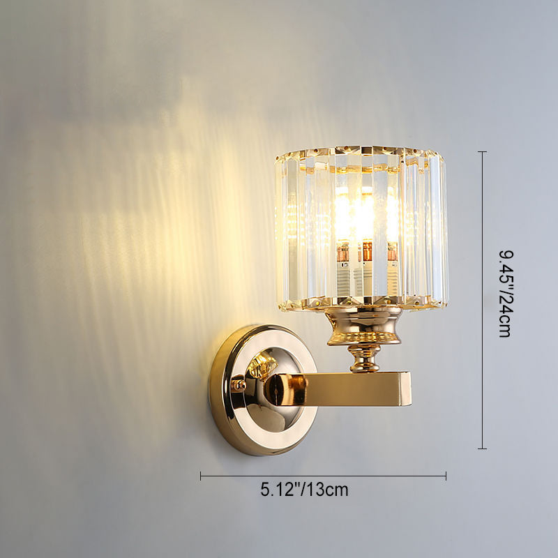 Moderne Minimalistische Ovale Zylinder Hardware Kristall 1-Licht Wandlamp Für Schlafzimmer