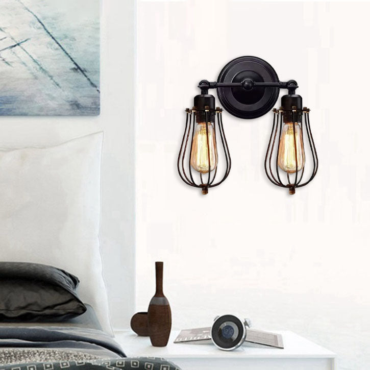 Traditionelle Kolonial Kürbis Eisen 2-Lampen Wand Sconces Lampe Für Wohnzimmer