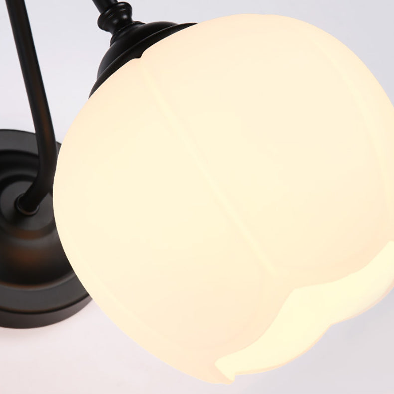 Modern Minimalist Floral Eisen Glas 1-Licht Wandlampe Für Schlafzimmer