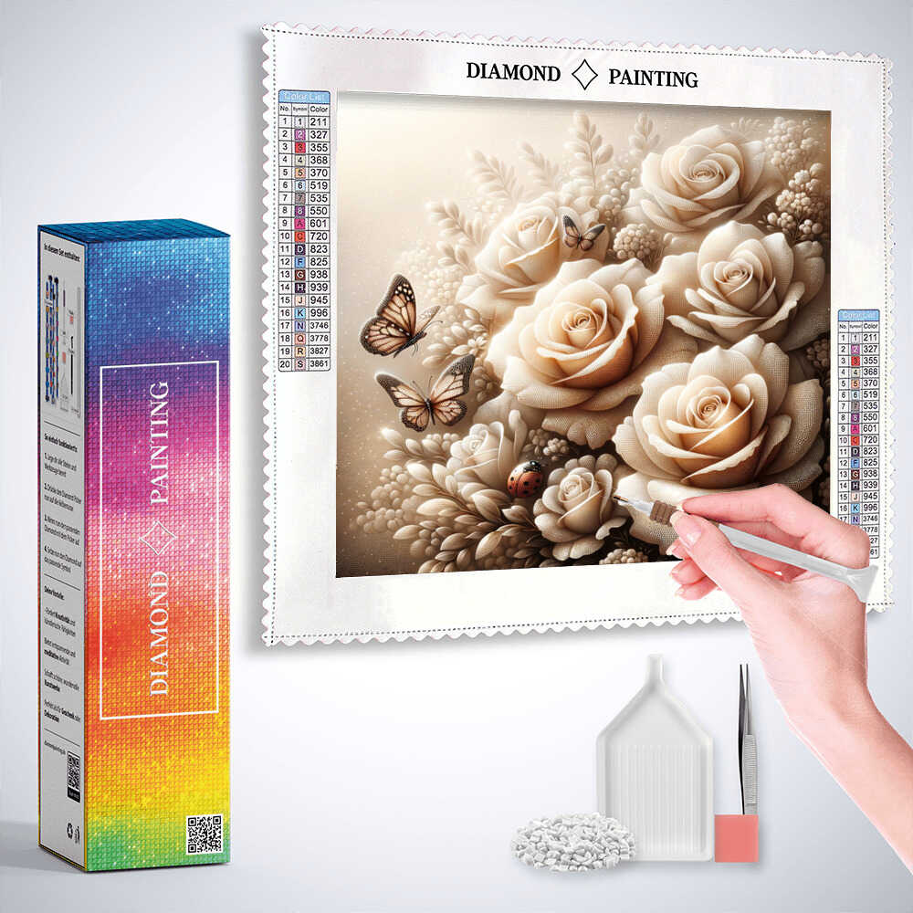 2+1 gratis! | Diamond Painting - Anmutige Rosen