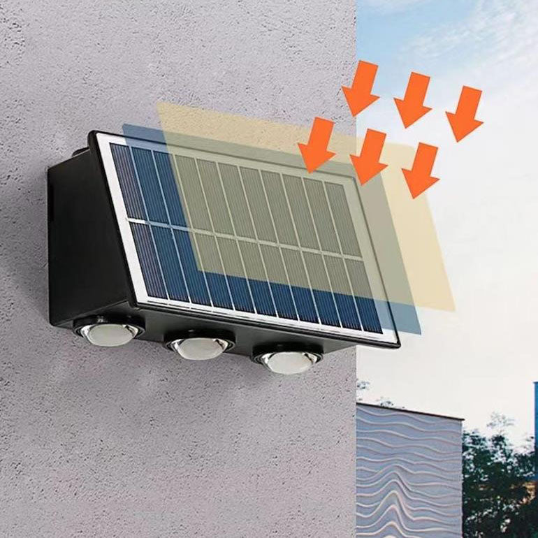 Zeitgenössische industrielle solarbetriebene wasserdichte ABS-Säule LED-Wandlampe für Außenpatio
