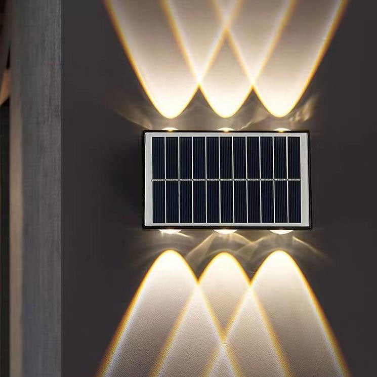 Zeitgenössische industrielle solarbetriebene wasserdichte ABS-Säule LED-Wandlampe für Außenpatio