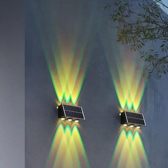 Zeitgenössische industrielle solarbetriebene wasserdichte ABS-Säule LED-Wandlampe für Außenpatio