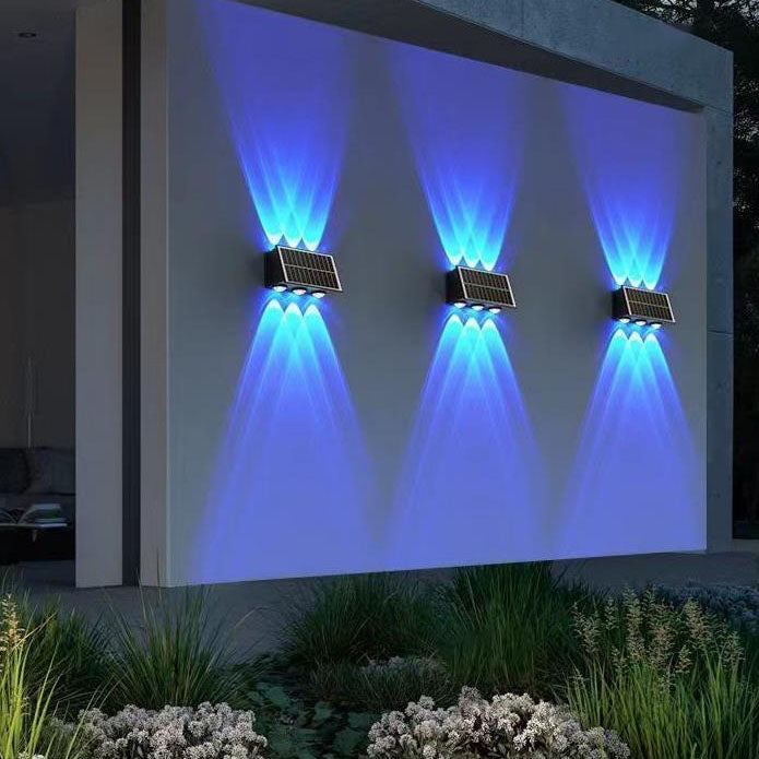 Zeitgenössische industrielle solarbetriebene wasserdichte ABS-Säule LED-Wandlampe für Außenpatio