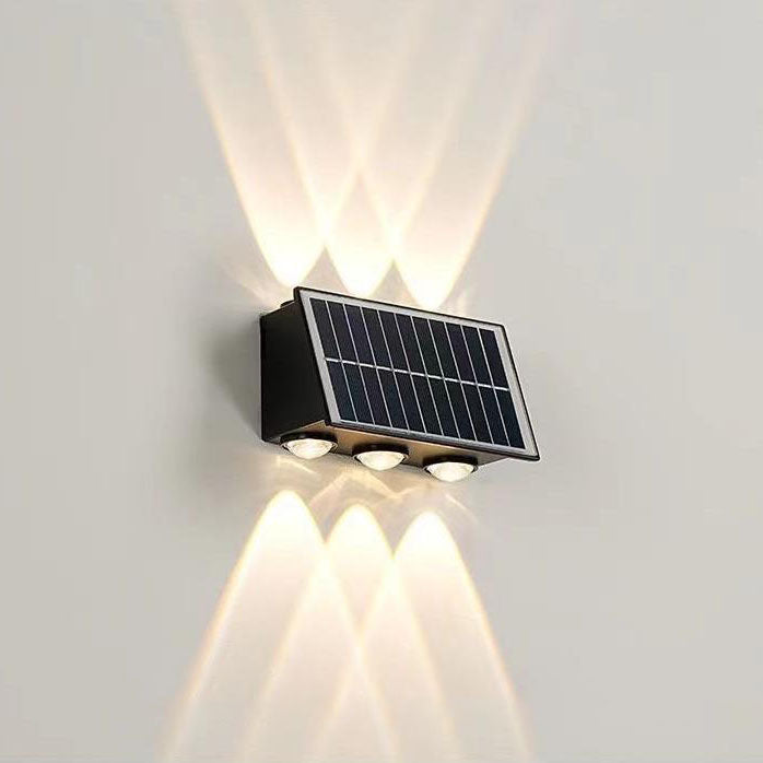 Zeitgenössische industrielle solarbetriebene wasserdichte ABS-Säule LED-Wandlampe für Außenpatio