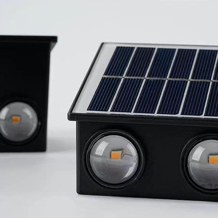 Zeitgenössische industrielle solarbetriebene wasserdichte ABS-Säule LED-Wandlampe für Außenpatio