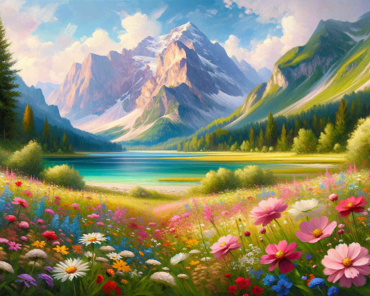 2+1 gratis! | Diamond Painting - Blumenwiese und Zugspitze
