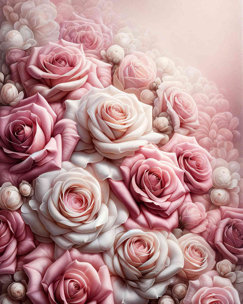 2+1 gratis! | Diamond Painting - Rosenstrauß in Rosa