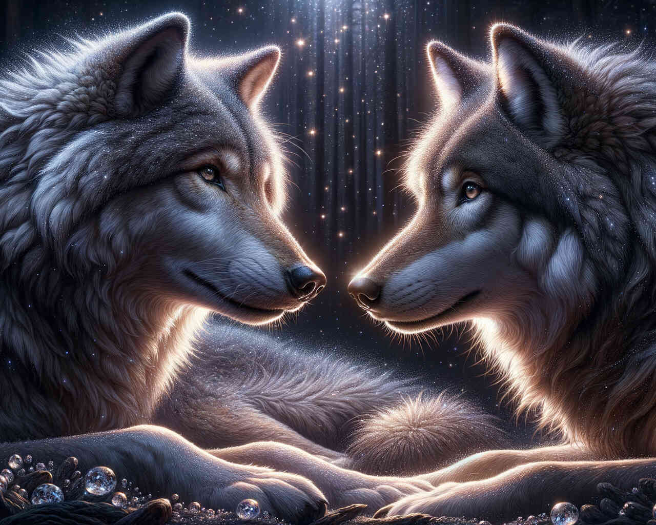 2+1 gratis! | Diamond Painting - Wolfsfreundschaft