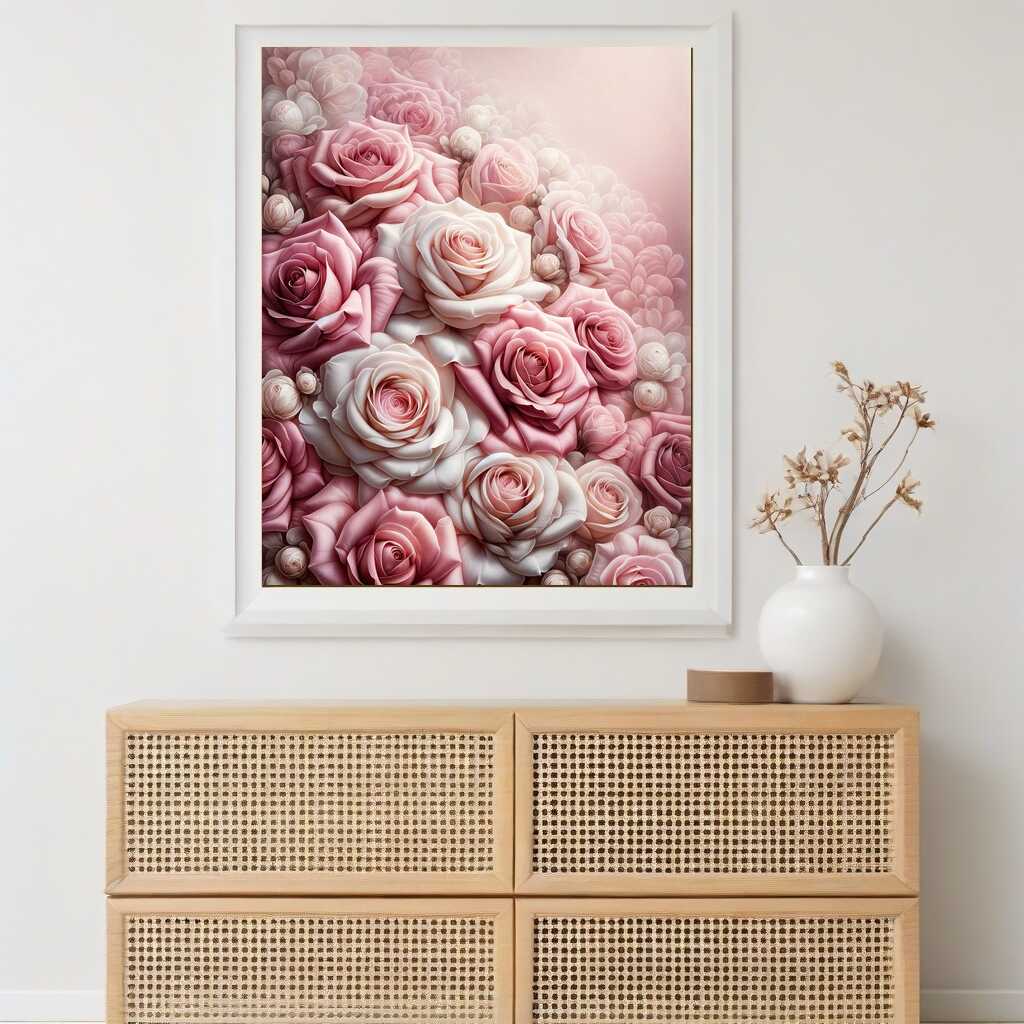 2+1 gratis! | Diamond Painting - Rosenstrauß in Rosa