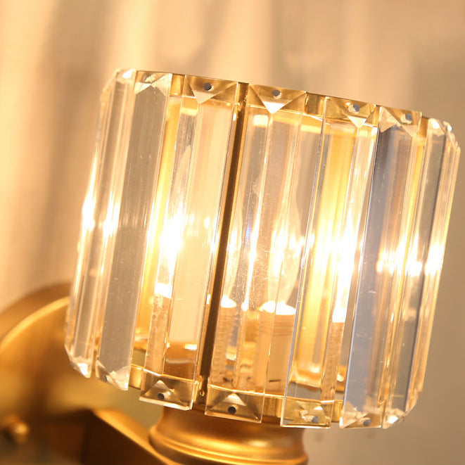 Moderne Minimalistische Ovale Zylinder Hardware Kristall 1-Licht Wandlamp Für Schlafzimmer