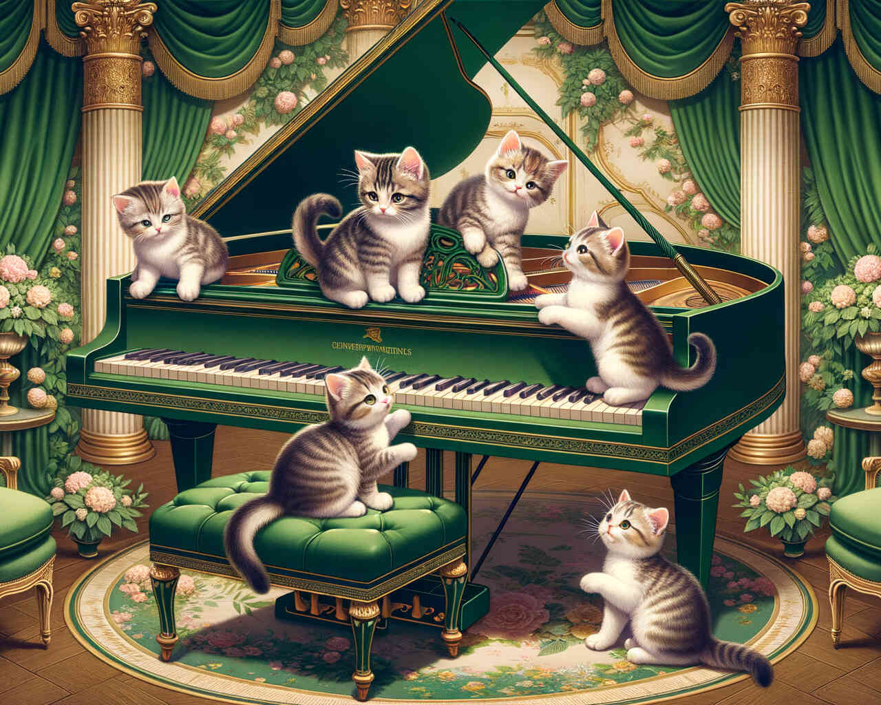 2+1 gratis! | Diamond Painting - Klavier Katzen