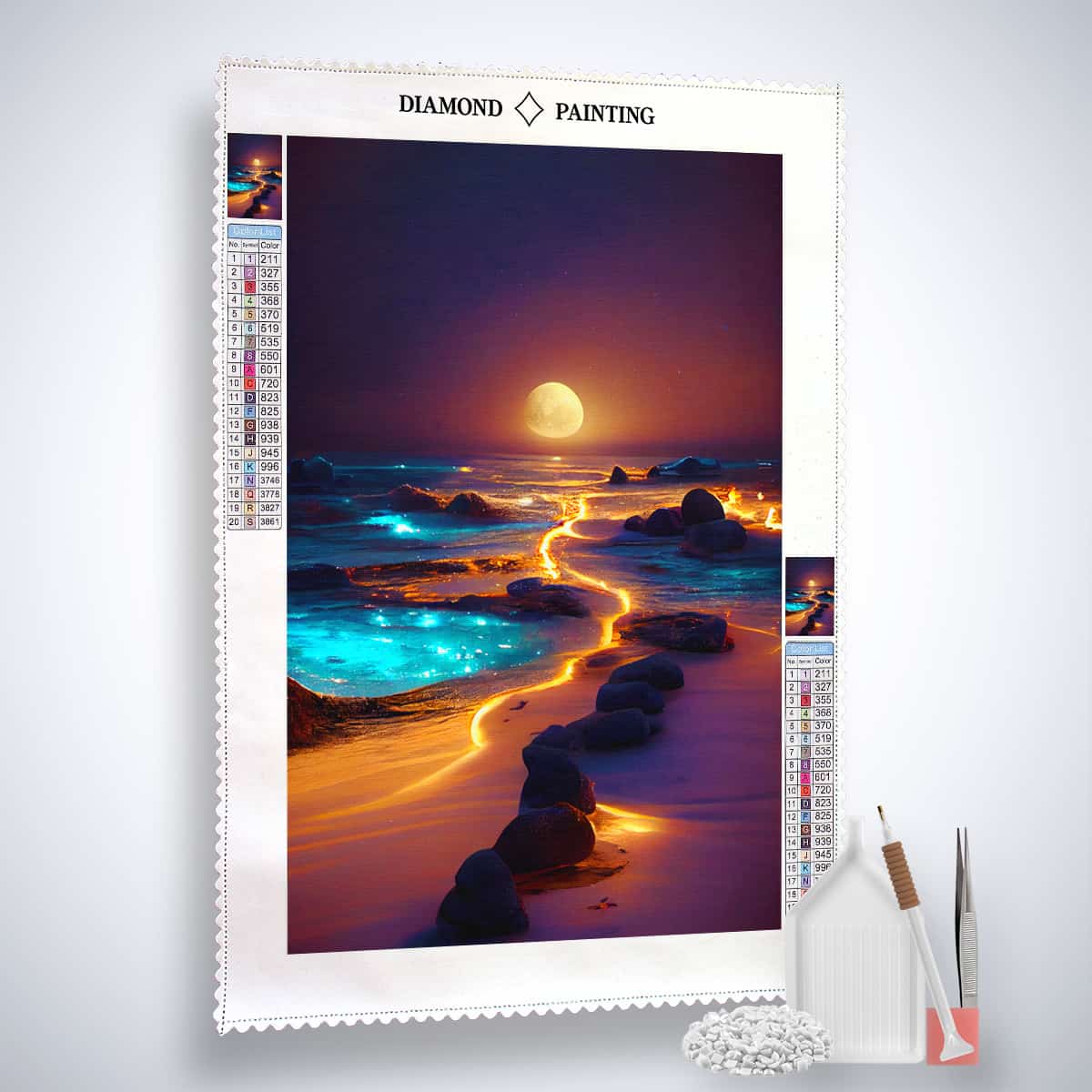 2+1 gratis! | AB Diamond Painting - Lichtweg am Strand