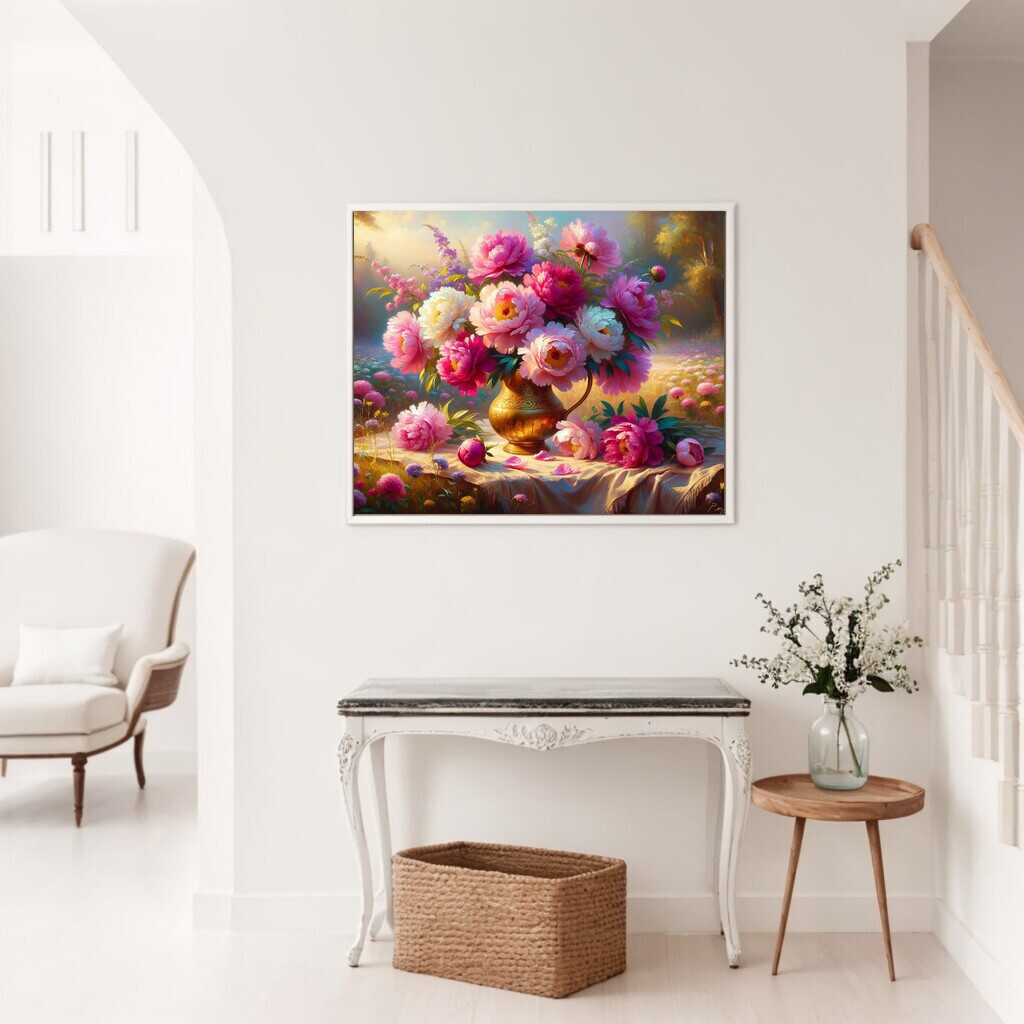 2+1 gratis! | Diamond Painting - Pfingstrosenstrauß, Wiese
