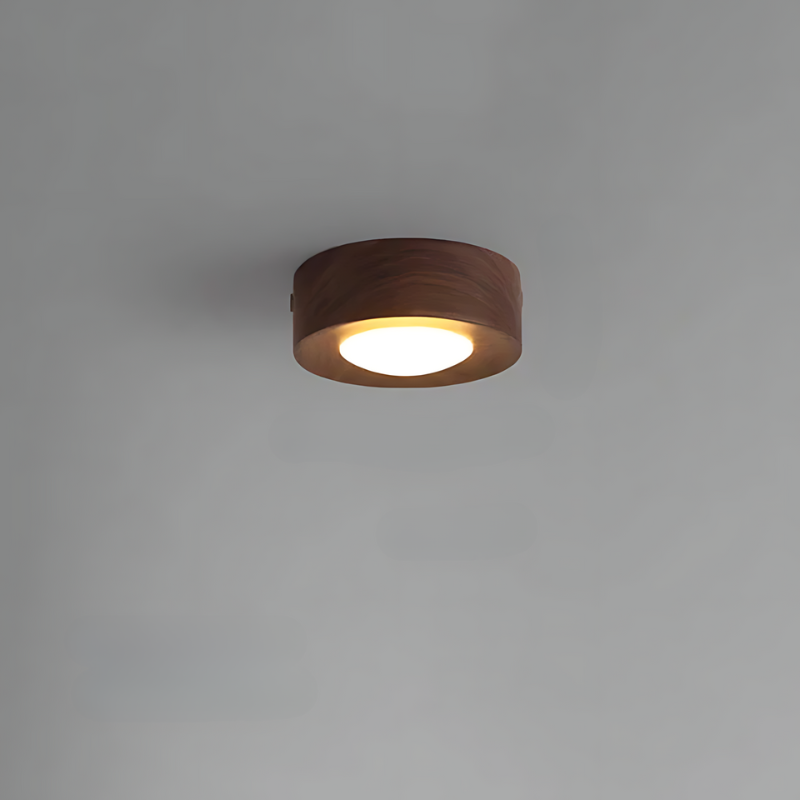 | Walnuss-Deckenlampe mit LED-Strahler