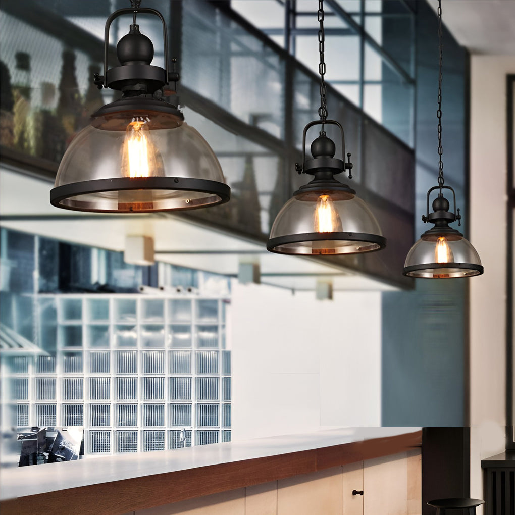 Antike Glas Eisen Retro Industrie Kronleuchter Hängende Deckenleuchten