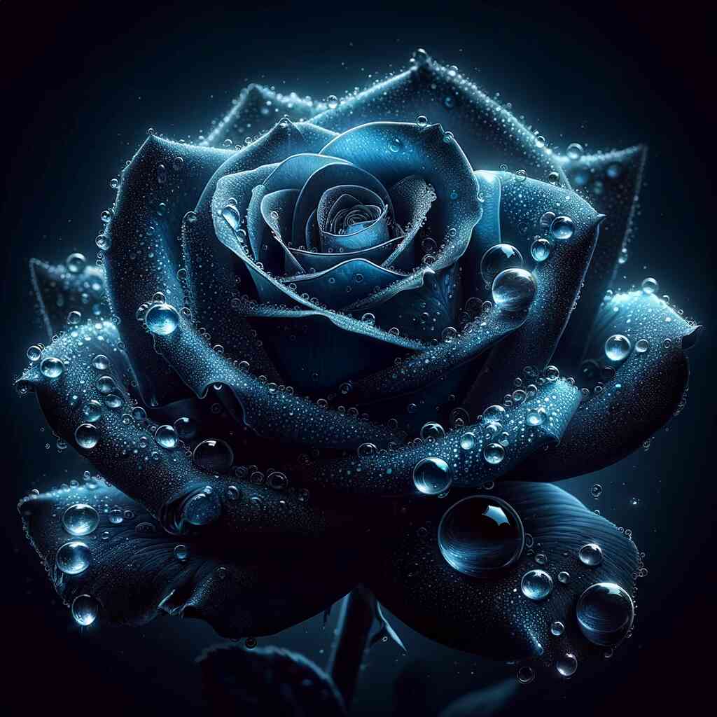 2+1 gratis! | Diamond Painting - Blaue Rose mit Wassertropfen