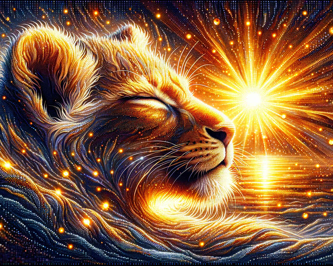 2+1 gratis! | Diamond Painting - Löwenjunges in der Sonne