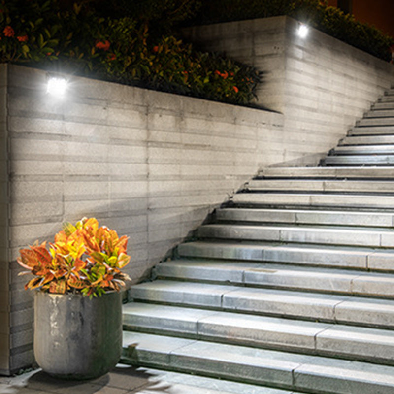 Moderner Minimalistischer Solar Wasserdichter Rechteckiger Trapezförmiger Edelstahl PC LED Außen Wandleuchtenlampe Für Garten
