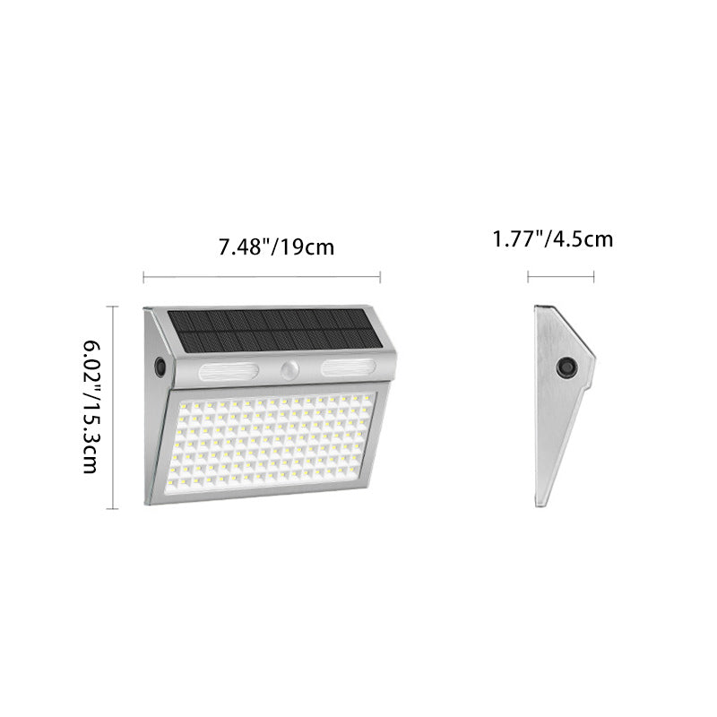 Moderner Minimalistischer Solar Wasserdichter Rechteckiger Trapezförmiger Edelstahl PC LED Außen Wandleuchtenlampe Für Garten
