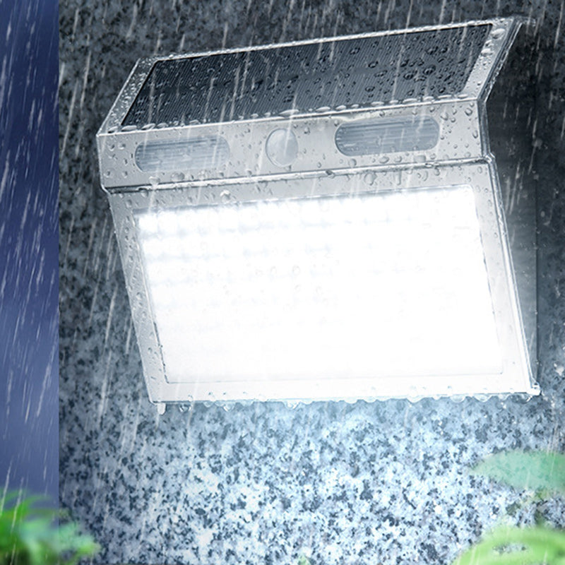 Moderner Minimalistischer Solar Wasserdichter Rechteckiger Trapezförmiger Edelstahl PC LED Außen Wandleuchtenlampe Für Garten