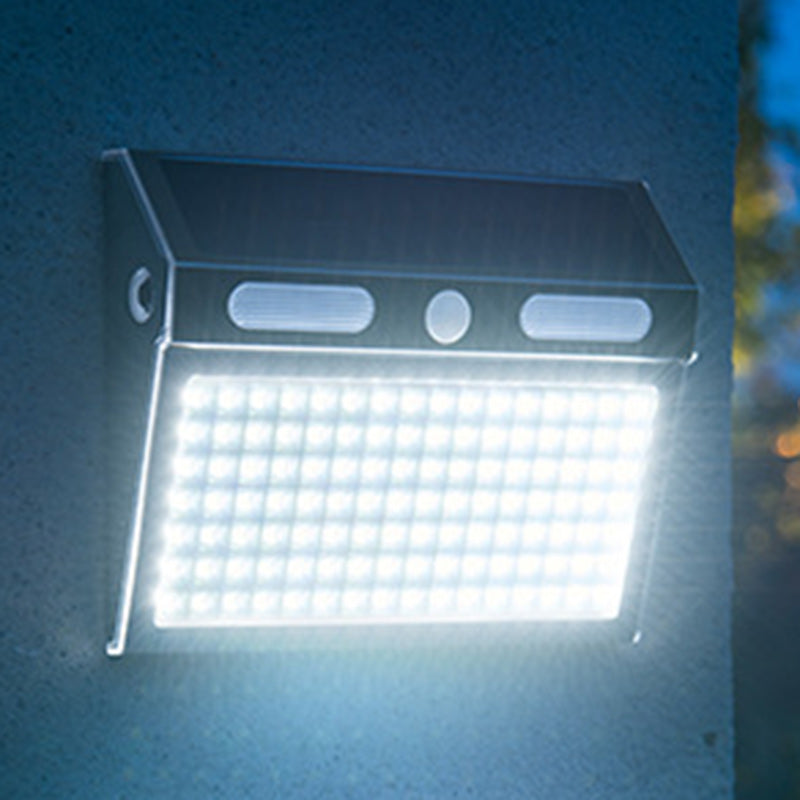 Moderner Minimalistischer Solar Wasserdichter Rechteckiger Trapezförmiger Edelstahl PC LED Außen Wandleuchtenlampe Für Garten