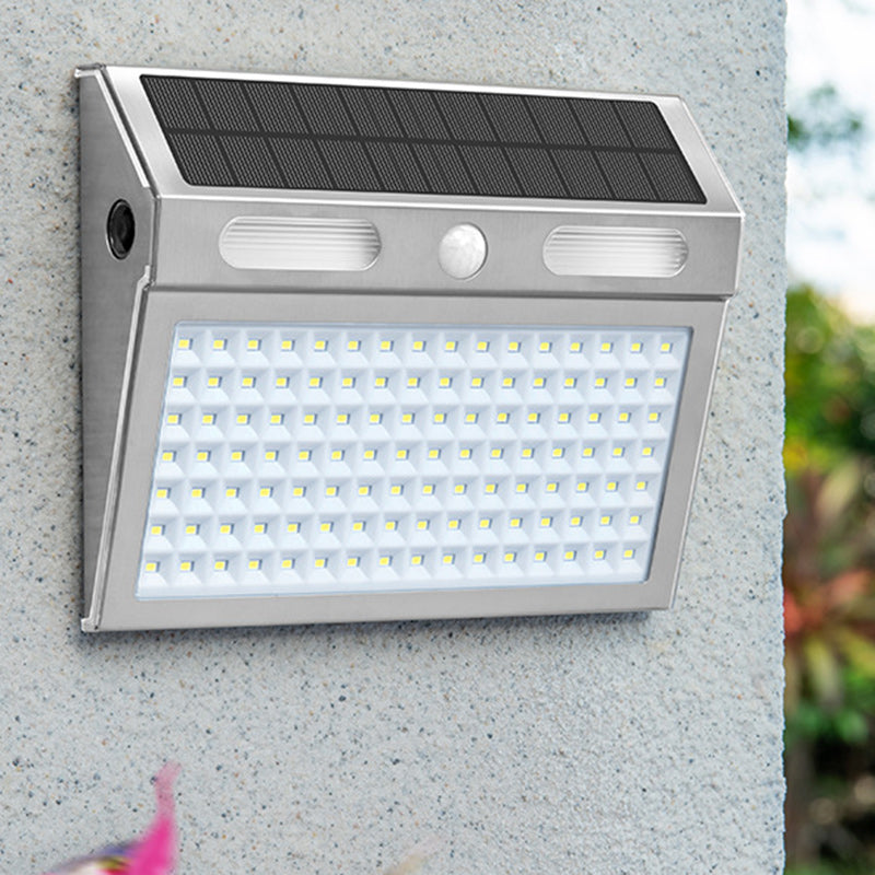 Moderner Minimalistischer Solar Wasserdichter Rechteckiger Trapezförmiger Edelstahl PC LED Außen Wandleuchtenlampe Für Garten