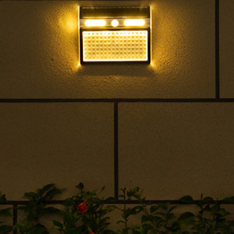 Moderner Minimalistischer Solar Wasserdichter Rechteckiger Trapezförmiger Edelstahl PC LED Außen Wandleuchtenlampe Für Garten