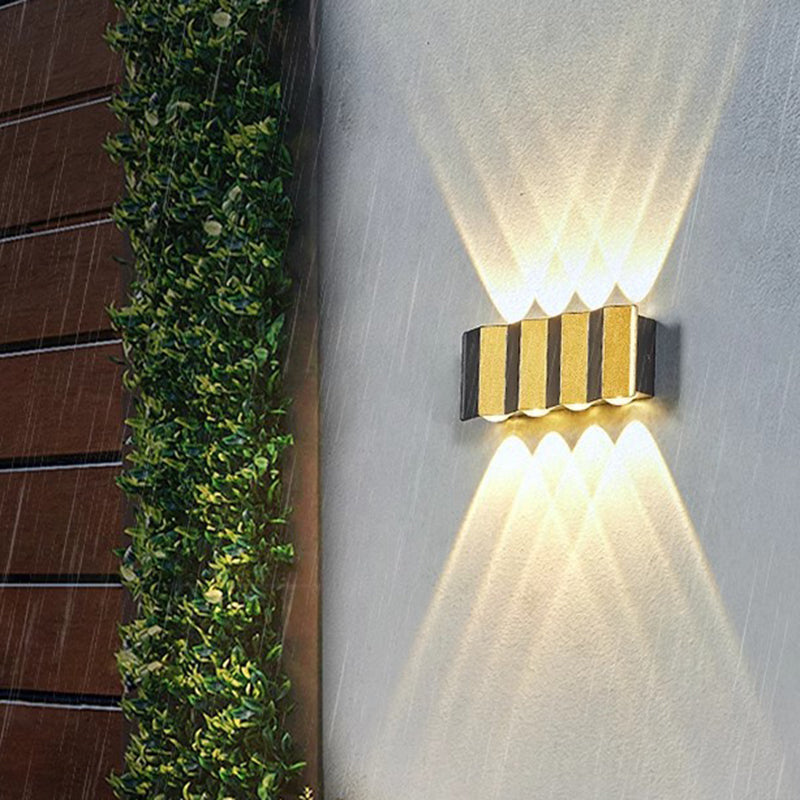 Moderne Einfachheit Wasserdichte Aluminium Rechteckige Gebogene Auf- und Abwärts LED Wandleuchte Lampe für Außenpatio