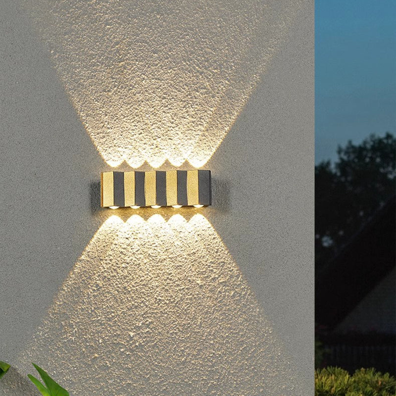 Moderne Einfachheit Wasserdichte Aluminium Rechteckige Gebogene Auf- und Abwärts LED Wandleuchte Lampe für Außenpatio