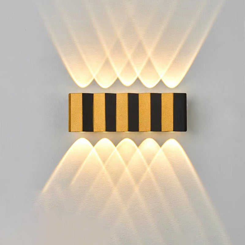 Moderne Einfachheit Wasserdichte Aluminium Rechteckige Gebogene Auf- und Abwärts LED Wandleuchte Lampe für Außenpatio